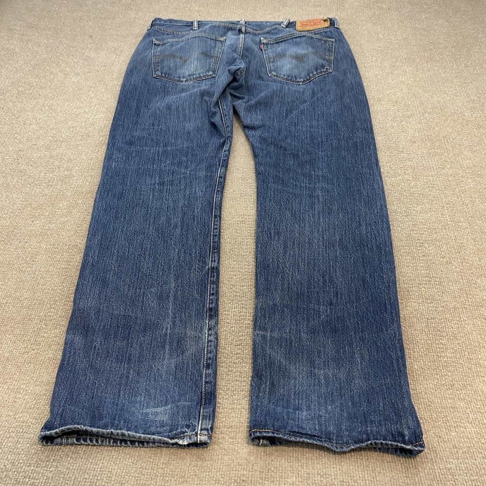 Levis 501 Jeans Mens 40x34 Blue Medium Wash Straight Distressed Denim Pants
